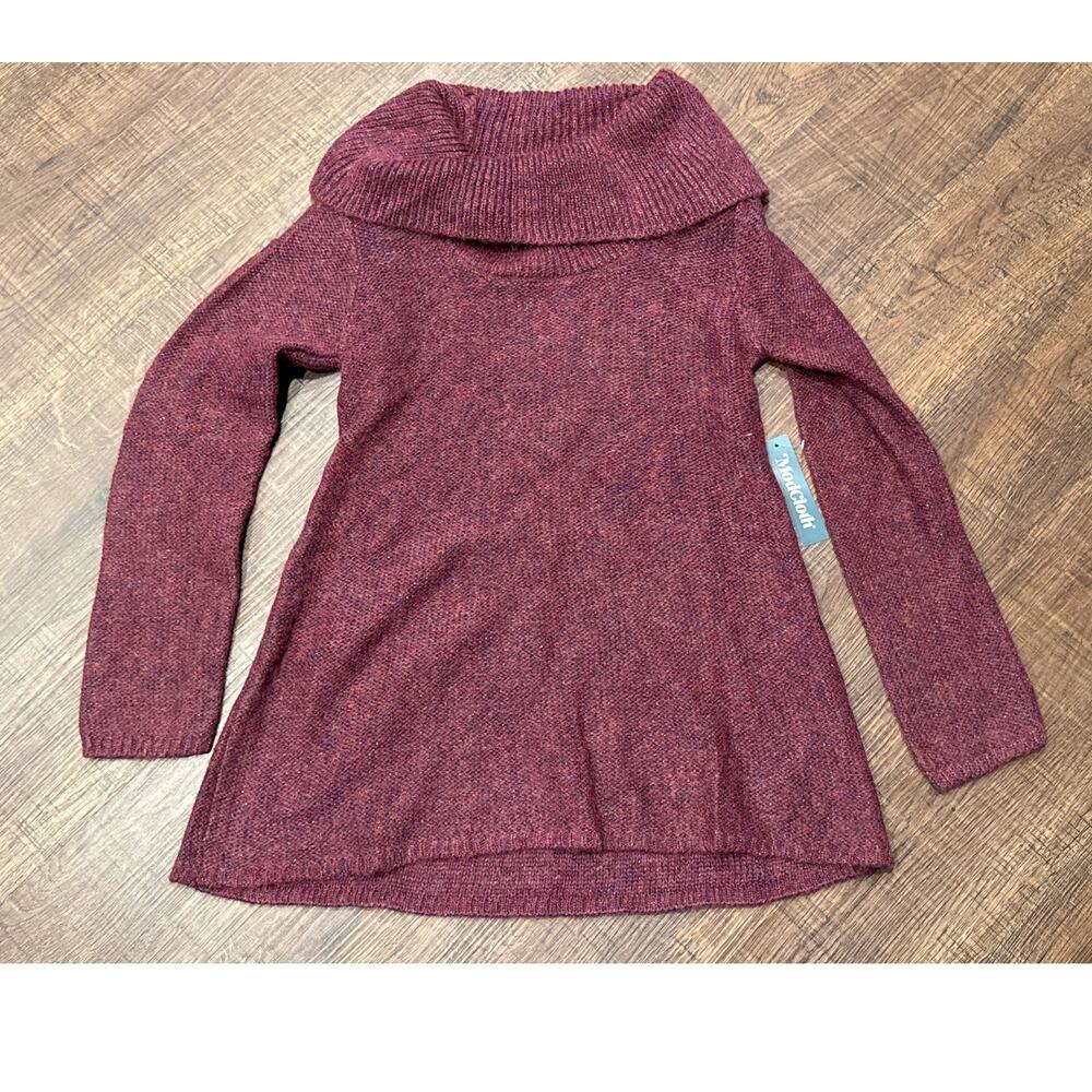 ModCloth Playing it Cowl Tunic Sweater Metallic Purple Burgundy XS NWT - Picture 2 of 8